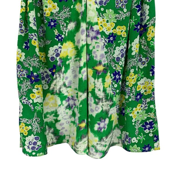 Rebecca Taylor Silk Cami Camisole Top Green Floral Strappy Tank Flowy Women's 2 - Picture 5 of 9